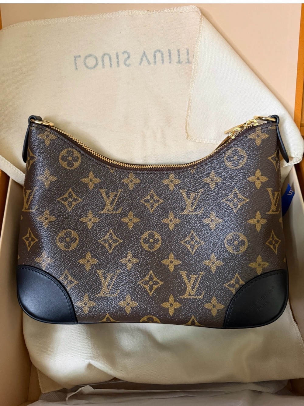Louis Vuitton Monogram Shoulder Bag with Black Trim